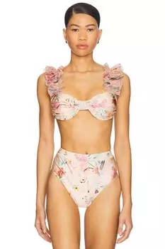 Бикини-топ с рукавами "бабочка" и узором в виде лилий Patbo, orange