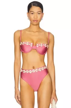 Бикини-топ с вышивкой из лайкры Patbo, pink