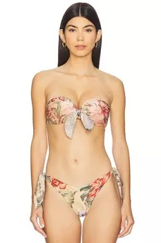 Бикини-топ с завязками Coco scarf Zimmermann, pink multi floral