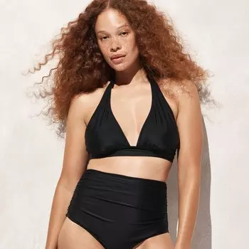 Бикини-Топ с завязками на спине и сеткой Dd J.Crew, черный