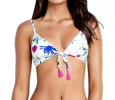 Бикини-топ с завязками спереди, белый цвет, фестиваль цветов Sea Flower Seafolly