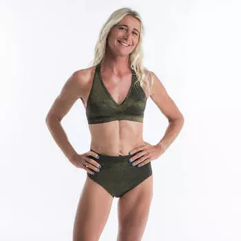 Бикини-топ женский бюстье Ana пайетки черный/золотой OLAIAN, черный