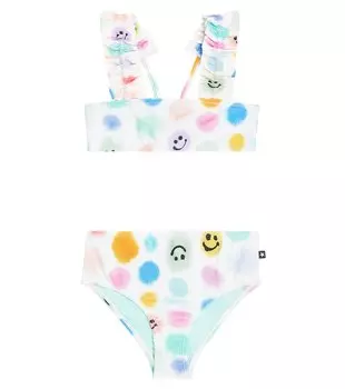 Бикини в горошек с оборками Molo, белый