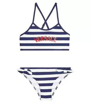 Бикини в полоску с логотипом Versace, мультиколор
