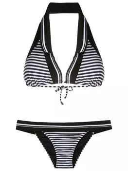 Бикини в полоску с вырезом халтер Amir Slama, черный