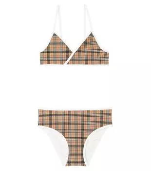 Бикини в винтажную клетку Burberry, бежевый