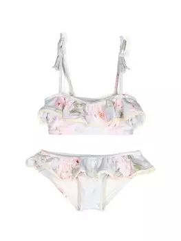 Бикини ZIMMERMANN Kids Halliday с цветочным принтом, синий