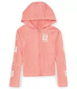 Billabong Big Girls 7-14 Рашгард Core Surf Daze с длинными рукавами и капюшоном, розовый