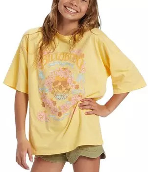 Billabong Big Girls 8-12 футболка оверсайз с короткими рукавами Lost In Bliss True Boy, желтый
