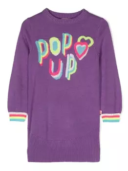 Billieblush джемпер вязки интарсия с логотипом, фиолетовый