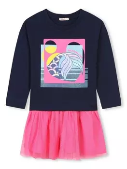 Billieblush хлопковое платье с логотипом, синий