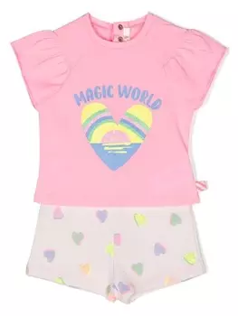 Billieblush комплект из футболки и шортов с принтом, розовый
