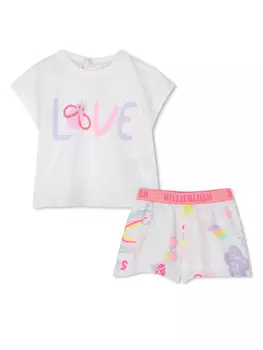 Billieblush комплект из футболки и шортов с принтом, белый
