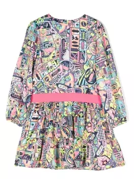 Billieblush платье с длинными рукавами и графичным принтом, розовый