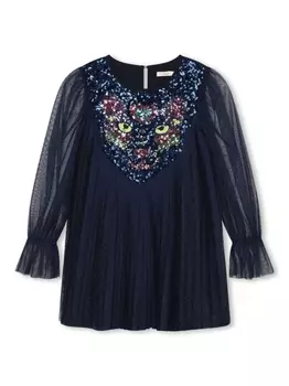 Billieblush платье с длинными рукавами и пайетками, синий