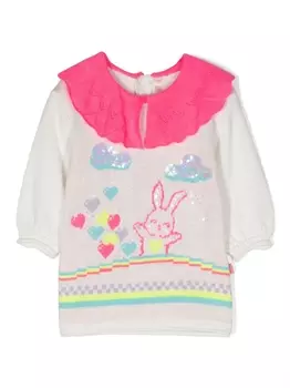 Billieblush платье с принтом и объемным воротником, нейтральный цвет