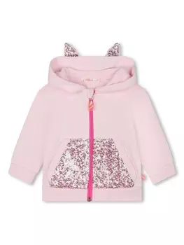 Billieblush толстовка с капюшоном на молнии с пайетками, розовый