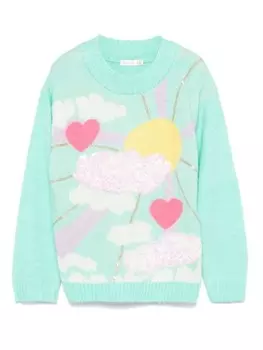 Billieblush узор-жаккардовый свитер, зеленый