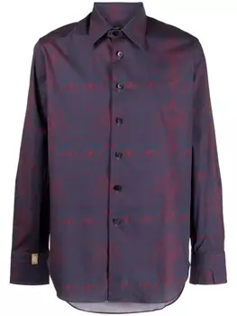 Billionaire lion-print cotton shirt, синий