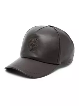Billionaire logo-embossed leather cap, коричневый