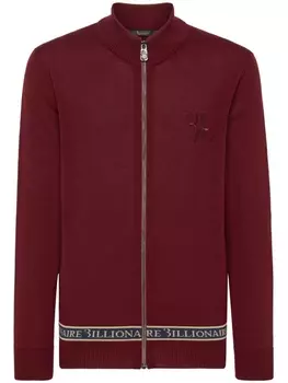 Billionaire logo-embroidered zip-up jumper, красный