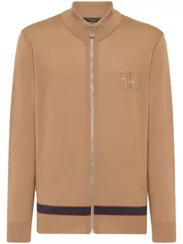 Billionaire logo-embroidered zip-up jumper, нейтральный цвет