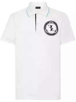 Billionaire logo-patch polo shirt, белый