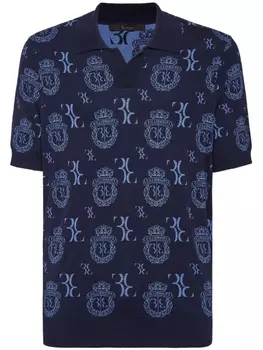 Billionaire жаккардовая рубашка поло Crest с узором, синий