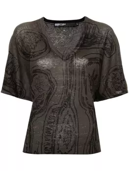 Bimba y Lola льняной топ с графичным принтом, коричневый