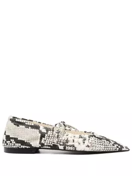 Bimba y Lola лакированные балетки со змеиным принтом, нейтральный цвет