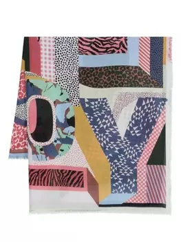 Bimba y Lola шарф с бахромой и принтом, розовый