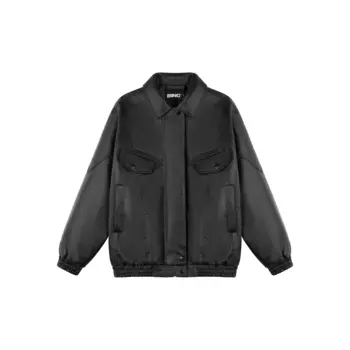 BING Кожаная куртка унисекс черная