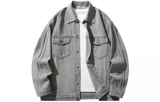 Bingfei Джинсовая куртка унисекс с ледяным полетом, Промытая желтая грязь