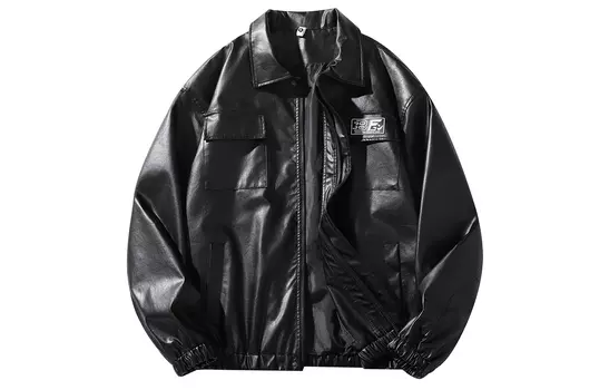 Bingfei Кожаная куртка унисекс с ледяным полетом, Черный