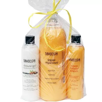 BINGOSPA, Миндаль и персики, Набор для душа и ванны, 3 шт