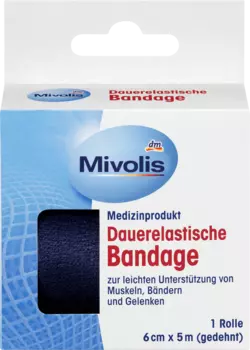 Бинт постоянный эластичный 6 см х 5 м (растянутый) 1 рулон 5 м. Mivolis
