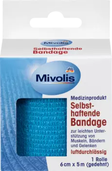 Бинт самоклеящийся 6 см х 5 м (растянутый) 1 рулон 1 шт. Mivolis