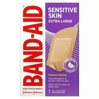 Бинты Band Aid для чувствительной кожи, 7 штук