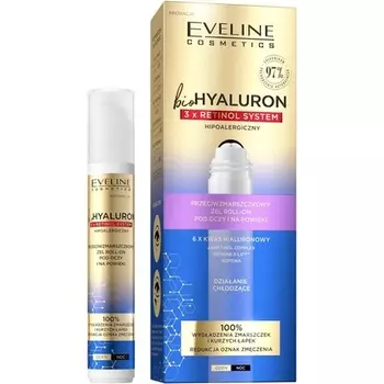 Biohyaluron 3X Retinol System Гель против морщин в рулонах для области под глазами 15 мл, Eveline Cosmetics