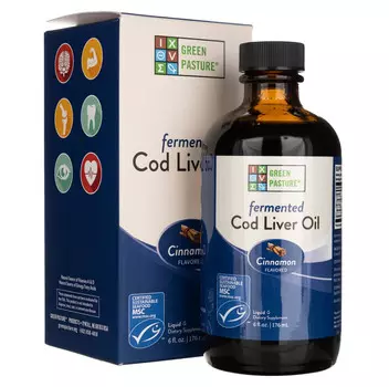 Биологически активная добавка, Green Pasture, жидкое ферментированное масло печени трески, вкус корицы, 176 мл