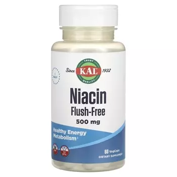 Биологически активная добавка KAL ниацин,500 мг., 60 растительных капсул