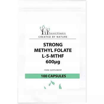 Биологически активная добавка Лесной витамин, сильный метилфолат L-5 MTHF 600 мкг, 100 капсул Forest Vitamin