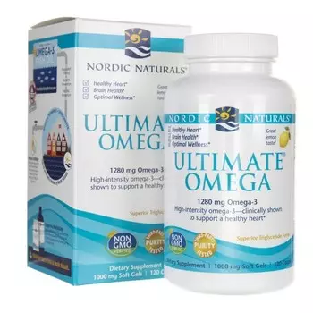 Биологически активная добавка Nordic Naturals Ultimate Omega со вкусом лимона, 120 капсул