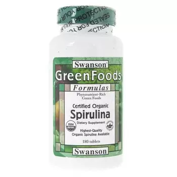 Биологически активная добавка SWANSON Сертифицированная Спирулина, 180 таблеток