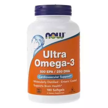 Биологически активная добавка Ultra Omega-3 500 EPA/250 DHA Now Foods, 180 капсул
