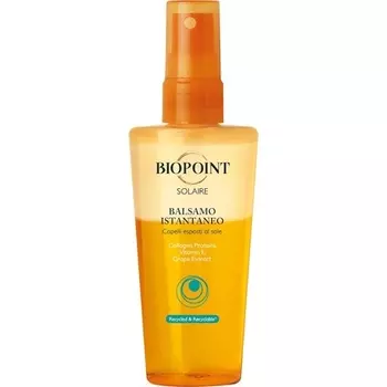Biopoint Bifase Solar Balm For Hair 100ml - Глубокое увлажнение для противодействия повреждению солнцем и морем 3,3 жидких унций Сделано в Италии