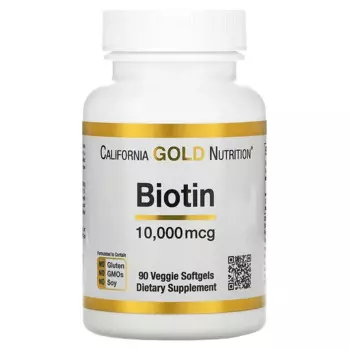 Биотин California Gold Nutrition, 10 000 мкг, 90 растительных капсул