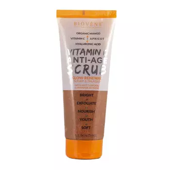 Biovene, Антивозрастной скраб-пилинг для тела с витамином С, органическим сахаром манго и талассо, 200 мл