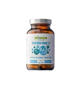 Biowen, Биологически активная добавка, Таурат магния, витамин B6 поддерживает мышцы и кости, 100 капсул Inna Marka