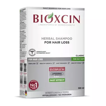 Bioxcin Classic, Травяной шампунь для жирных, ослабленных волос, склонных к выпадению, 300 мл BIOTA LABORATOIRES